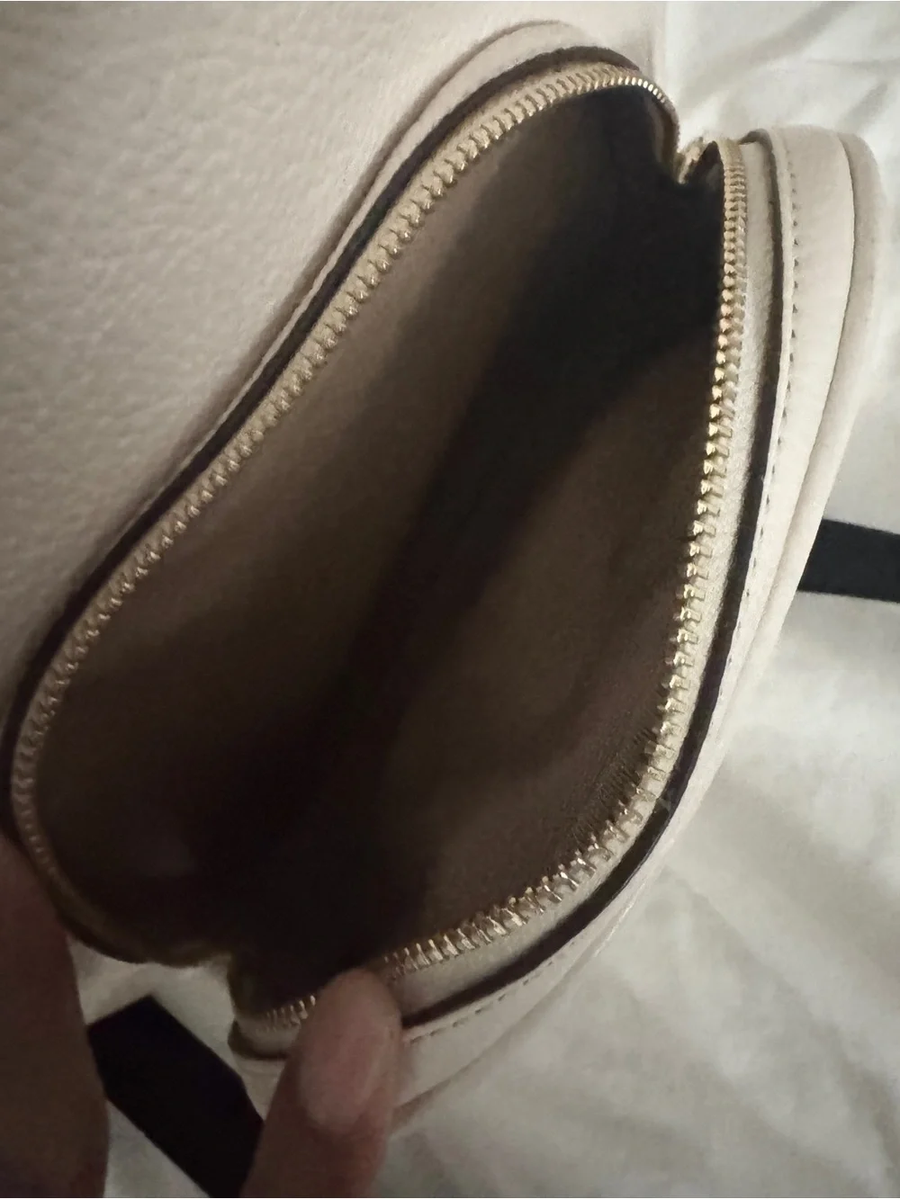 Coach Pebble Leather Mini Backpack in Cream with Black Straps